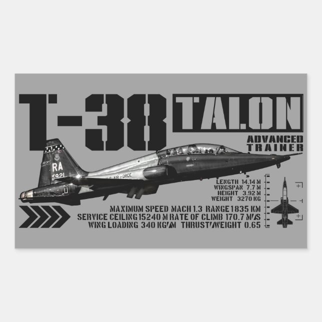 Pegatina Rectangular T-38 Talon (Anverso)