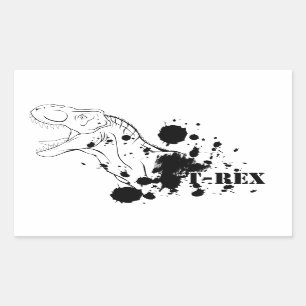 Pegatina Rectangular T-Rex (blanco y negro)