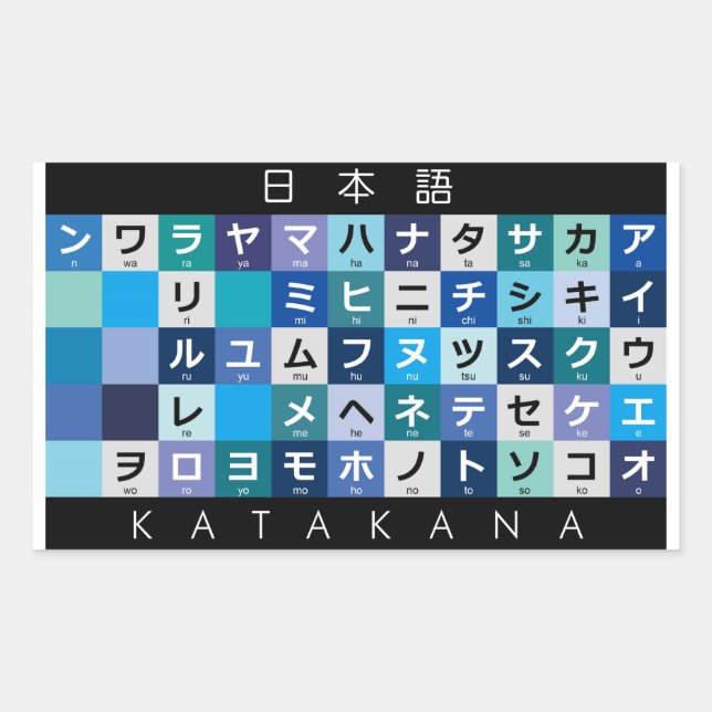 Pegatina Rectangular Tabla japonesa de las katakanas (Anverso)
