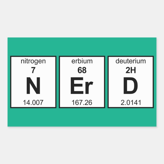 Pegatina Rectangular Tabla periódica de NErD (Anverso)