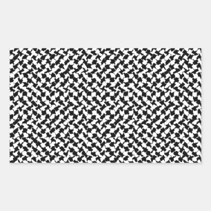 Pegatina Rectangular tablero negro de cheques blancos