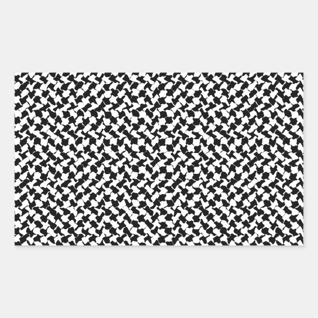 Pegatina Rectangular tablero negro de cheques blancos (Anverso)