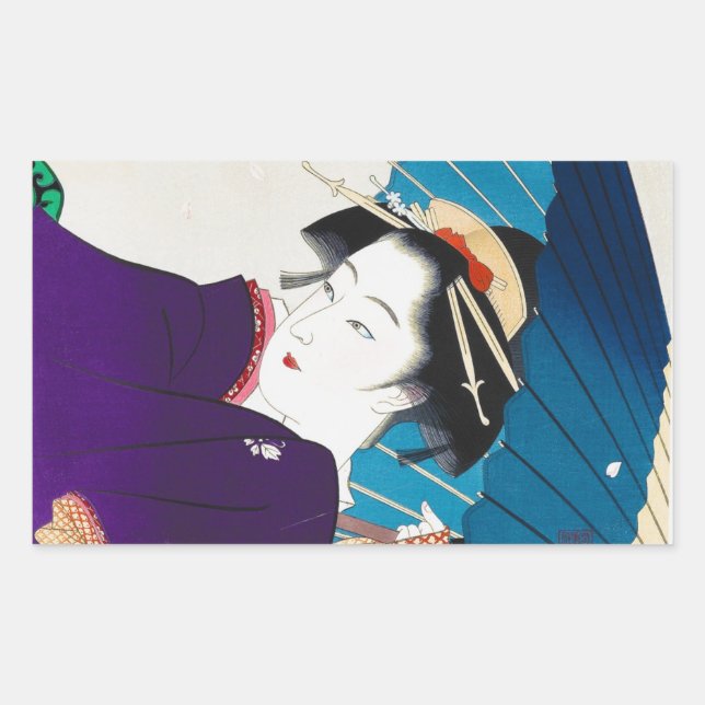 Pegatina Rectangular Takane Koko Geisha, el oriental de Guay con un par (Anverso)
