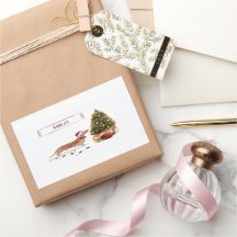 Tan Dachshund graciosos Navidades perro con árbol