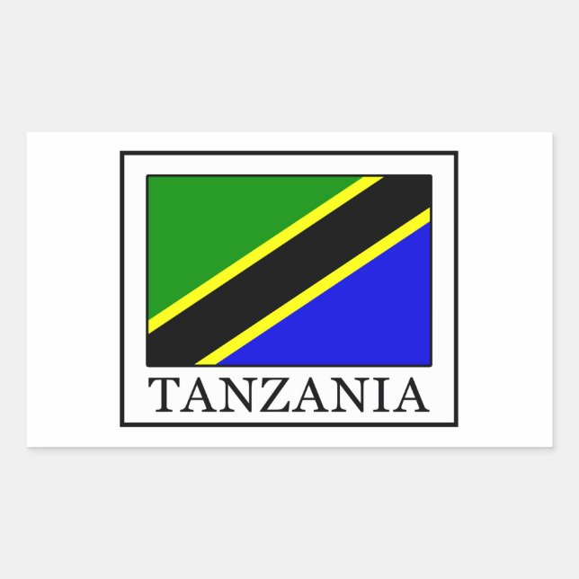 Pegatina Rectangular Tanzania (Anverso)