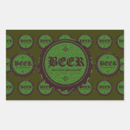 Pegatina Rectangular Tapón de botella de cerveza Verde