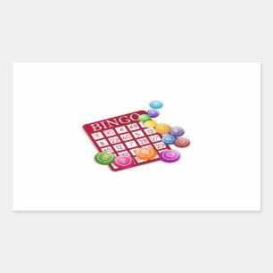 Pegatina Rectangular Tarjeta BINGO con bolas BINGO