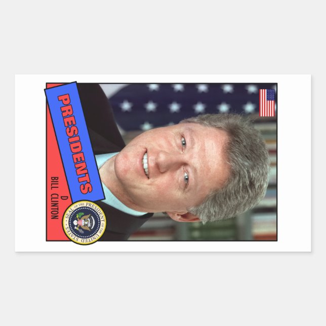 Pegatina Rectangular Tarjeta de béisbol Bill Clinton (Anverso)