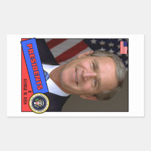 Pegatina Rectangular Tarjeta de béisbol de George W. Bush