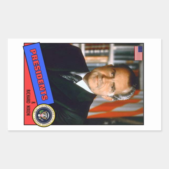 Pegatina Rectangular Tarjeta de béisbol de Richard Nixon (Anverso)
