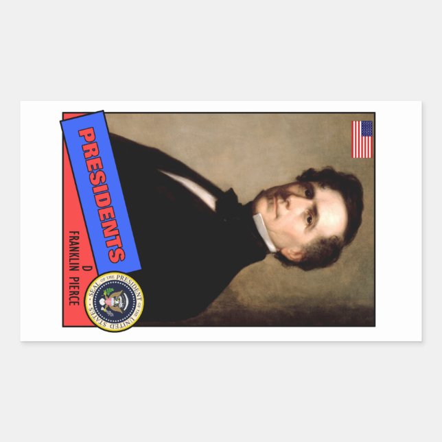 Pegatina Rectangular Tarjeta de béisbol Franklin Pierce (Anverso)