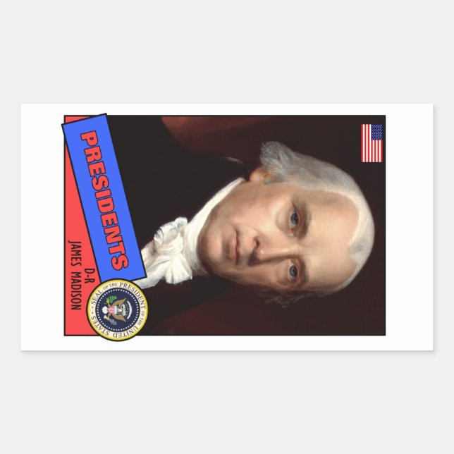 Pegatina Rectangular Tarjeta de béisbol James Madison (Anverso)
