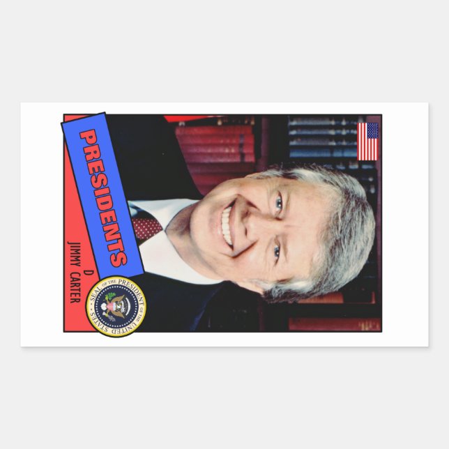 Pegatina Rectangular Tarjeta de béisbol Jimmy Carter (Anverso)