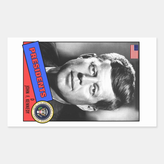 Pegatina Rectangular Tarjeta de béisbol John F. Kennedy (Anverso)