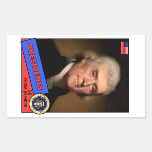 Pegatina Rectangular Tarjeta de béisbol Thomas Jefferson