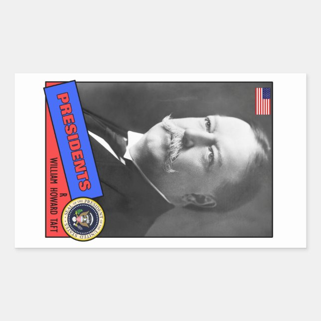 Pegatina Rectangular Tarjeta de béisbol William Howard Taft (Anverso)