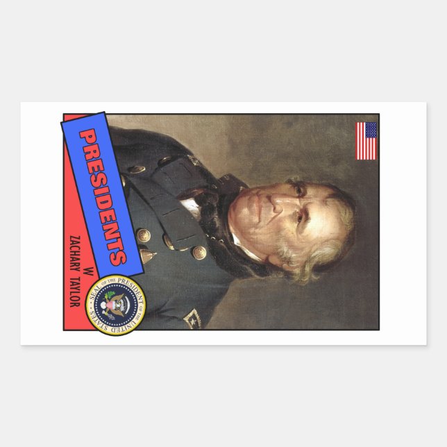 Pegatina Rectangular Tarjeta de béisbol Zachary Taylor (Anverso)