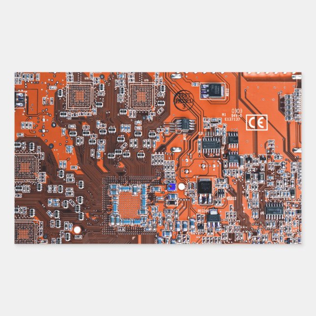 Pegatina Rectangular Tarjeta de circuito del Naranja PCB del conjunto d (Anverso)