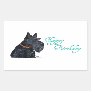 Pegatina Rectangular Tarjeta de cumpleaños para Terrier Escocés