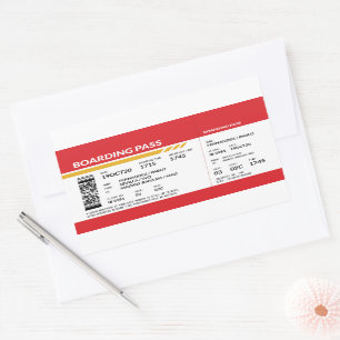 Pegatina Rectangular Tarjeta de embarque - Rojo