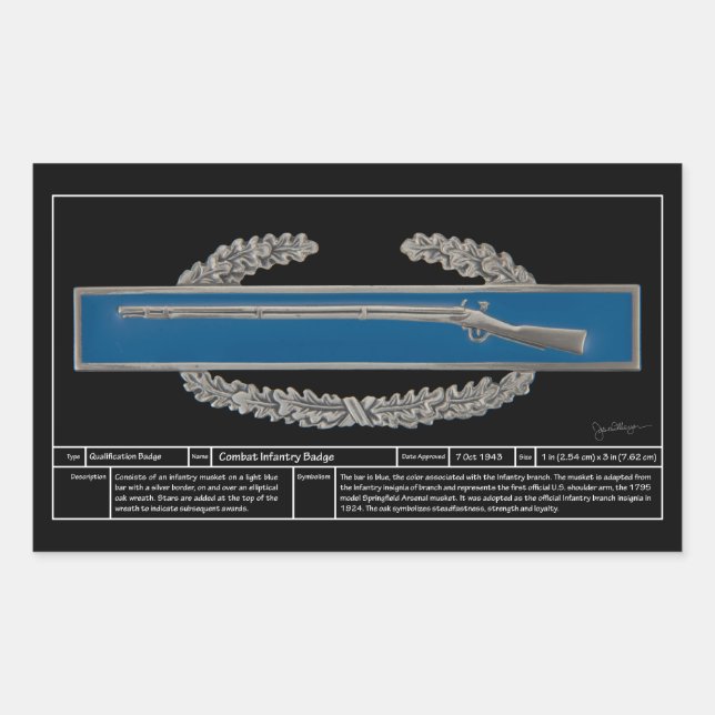Pegatina Rectangular Tarjeta de infantería de combate técnica (Anverso)