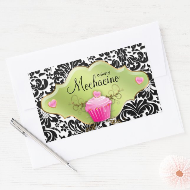 Pegatina Rectangular Tarjeta de presentación de panadería 311 Cupcake S (Sobre)