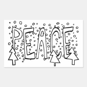 Pegatina Rectangular Tarjeta festiva de Paz Pino Nevado para colorear