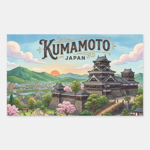 Pegatina Rectangular Tarjeta postal de Kumamoto