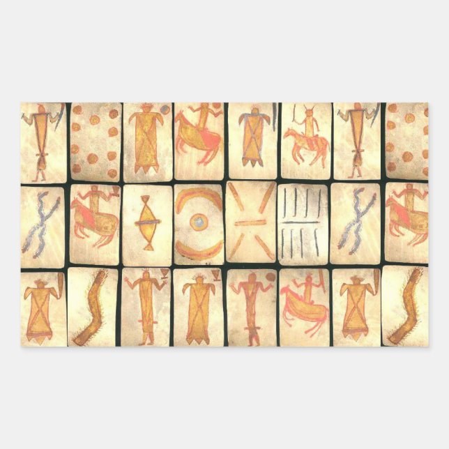 Pegatina Rectangular "Tarjetas de reproducción apaches antiguas" (Anverso)
