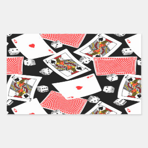 Pegatina Rectangular Tarjetas y dados