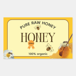 Pegatina Rectangular Tarros de Miel Abejas Colmena Apicultura