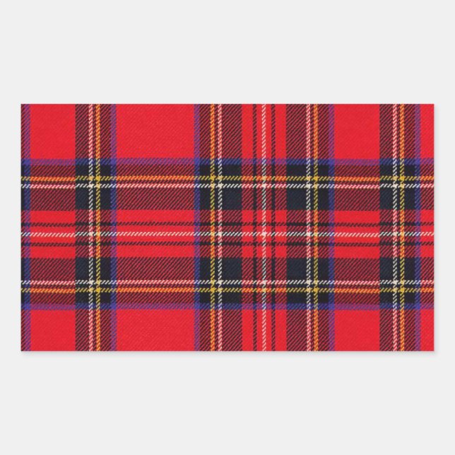 Pegatina Rectangular Tartán de Stewart rojo (Anverso)