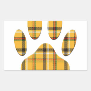 Pegatina Rectangular Tartan Dog Paw Print