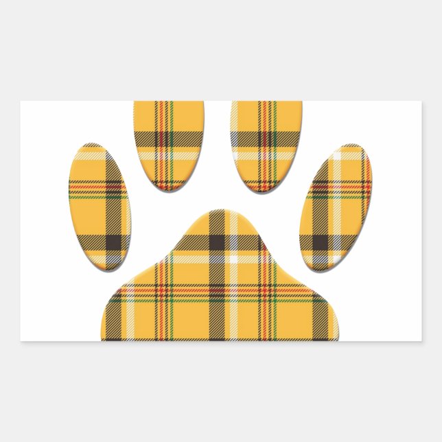 Pegatina Rectangular Tartan Dog Paw Print (Anverso)