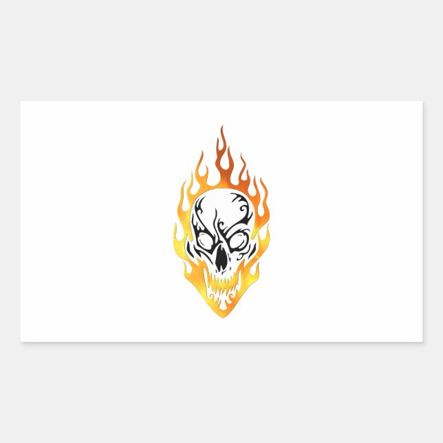 Pegatina Rectangular Tatuaje de cráneo incandescente (Anverso)