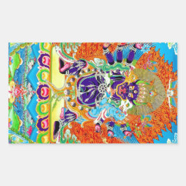 Pegatina Rectangular Tatuaje del dios de la muerte del tangka Yamantaka