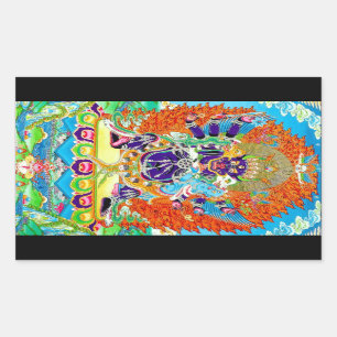 Pegatina Rectangular Tatuaje del dios de la muerte oriental tangka Yama