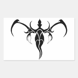 Pegatina Rectangular Tatuaje tribal elefante - blanco y negro