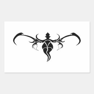 Pegatina Rectangular Tatuaje tribal elefante - blanco y negro