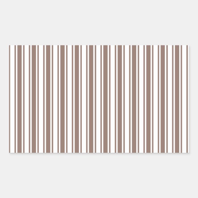 Pegatina Rectangular Taupe rayas de caramelos marrones y blancos (Anverso)
