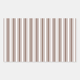 Pegatina Rectangular Taupe rayas de caramelos marrones y blancos