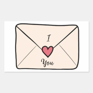Pegatina Rectangular Te Amo Carta