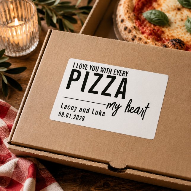 Pegatina Rectangular Te Amo Con Cada Pizza | Fiesta Divertida de Pizza (I Love You With Every Pizza | Funny Pizza Party Rectangular Sticker
)