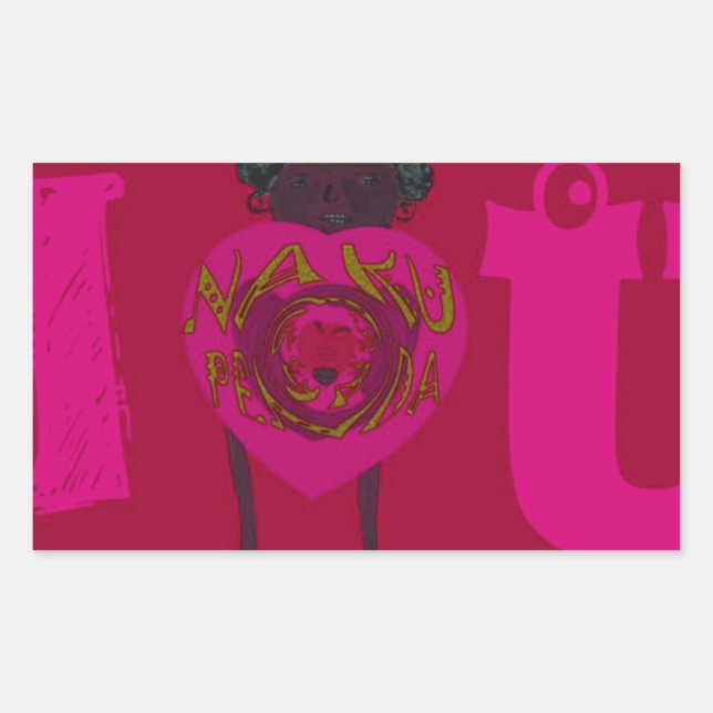 Pegatina Rectangular Te corazón Nakupenda Sana Feliz Día de San Valentí (Anverso)