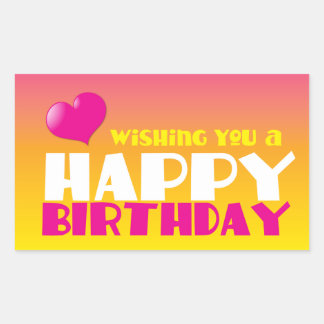Pegatina Rectangular ¡Te deseo una tarjeta de cumpleaños feliz!