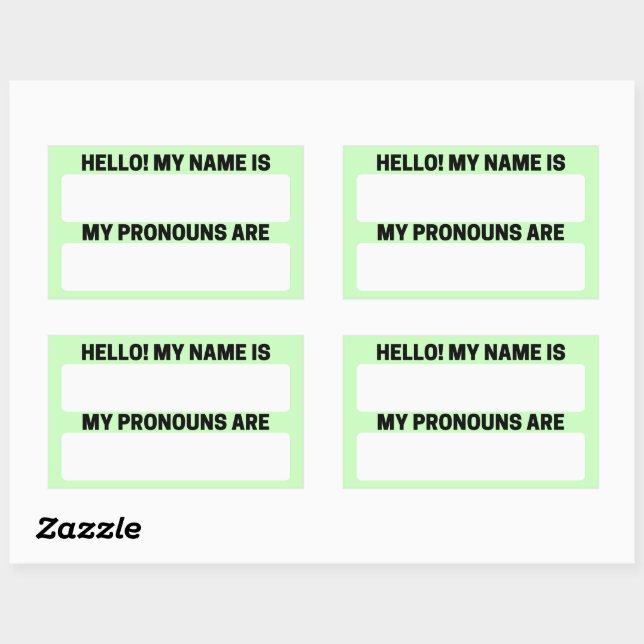 Pegatina Rectangular Tea Green Name & Pronoun Labs (Hoja)