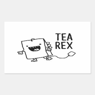 Pegatina Rectangular Tea Rex Tea Bag Funny Pun Personalizado