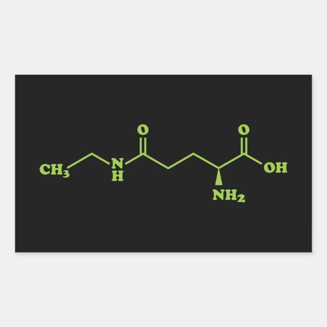 Pegatina Rectangular Tea Theanine Molecular Chemical Formula (Anverso)