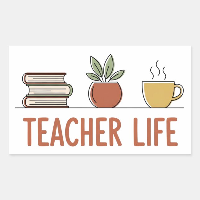 Pegatina Rectangular Teacher Life (Anverso)