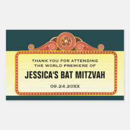 Pegatina Rectangular Teatro Marquee Bar Bat Mitzvah